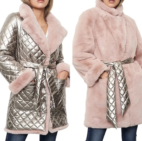 NWOT Reversible Faux Fur Coat - Picture 2 of 13